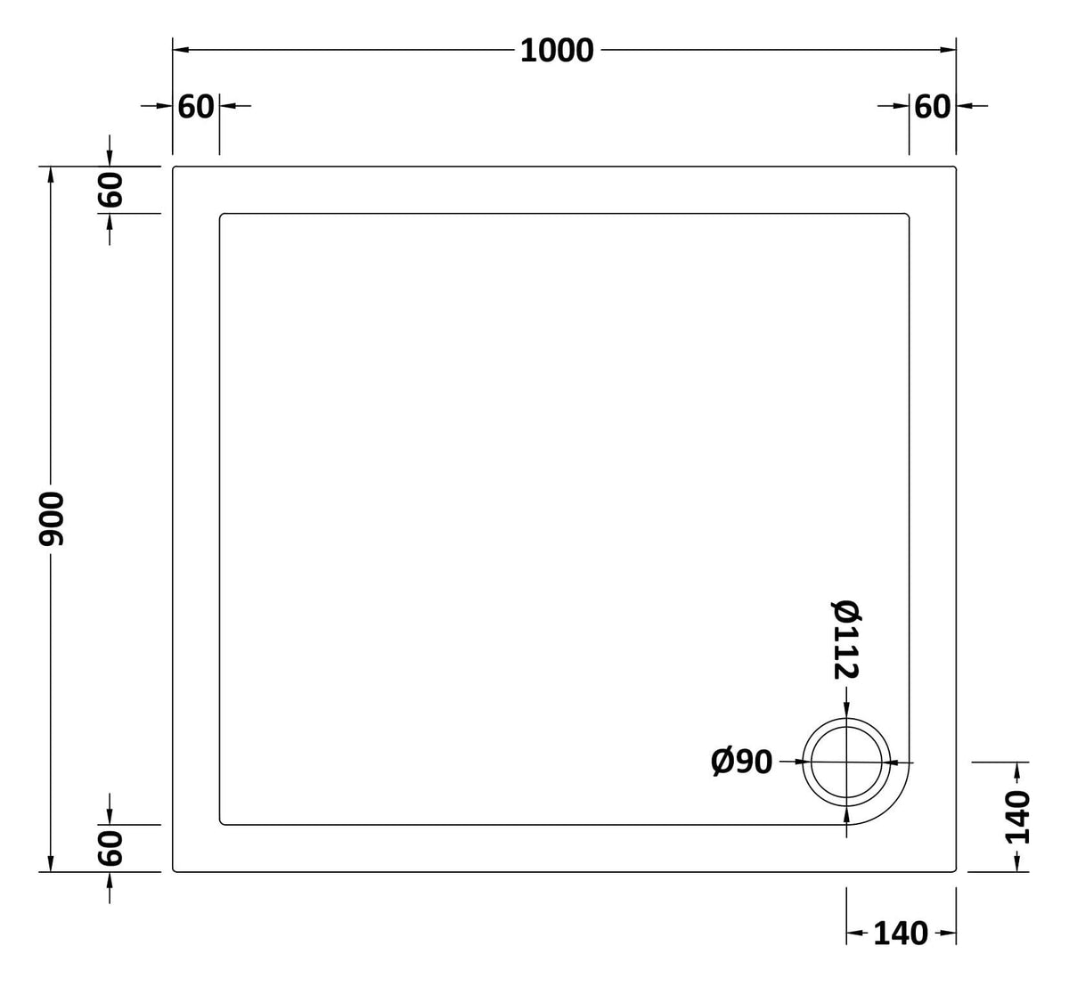 Nuie Slip Resistant Slimline Rectangular Shower Tray, photo 6
