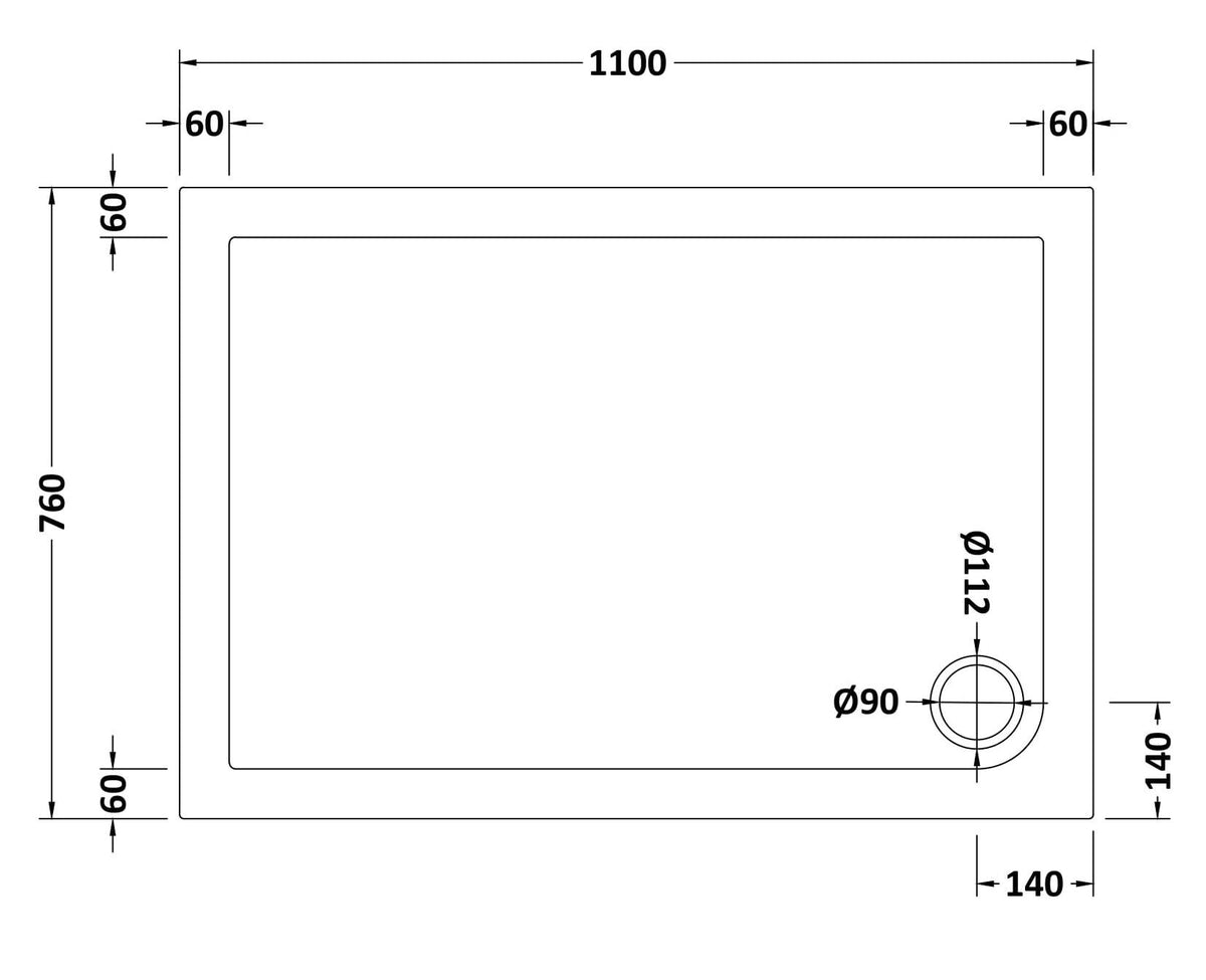 Nuie Slip Resistant Slimline Rectangular Shower Tray, photo 8
