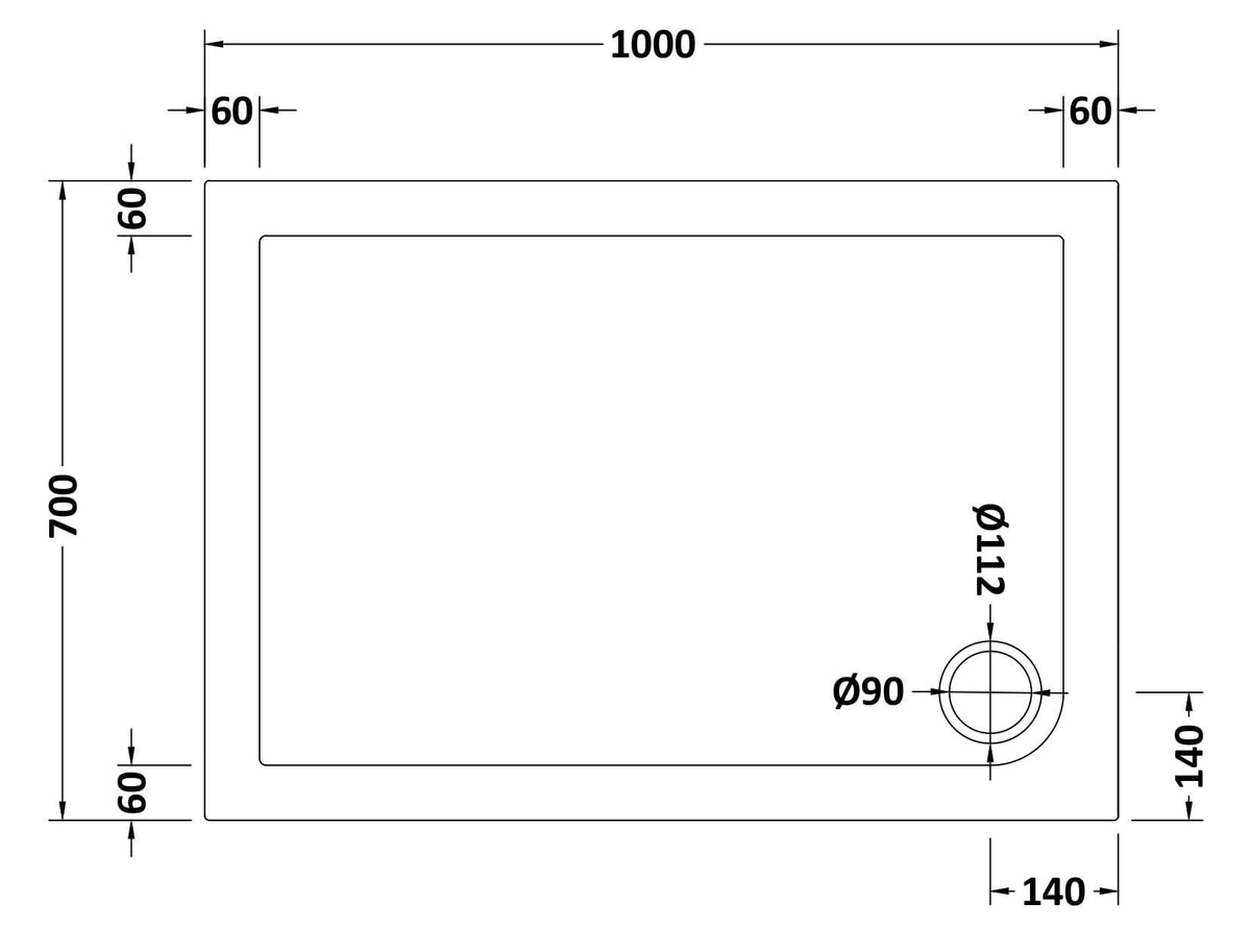 Nuie Slip Resistant Slimline Rectangular Shower Tray, photo 3