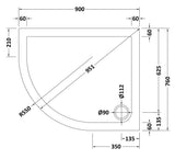 Nuie Slip Resistant Slimline Offset Quadrant Shower Tray – 900 x 760mm, 1000 x 800mm, 1200 x 800mm & 1200 x 900mm, photo 3