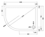 Nuie Slip Resistant Slimline Offset Quadrant Shower Tray – 900 x 760mm, 1000 x 800mm, 1200 x 800mm & 1200 x 900mm, photo 6