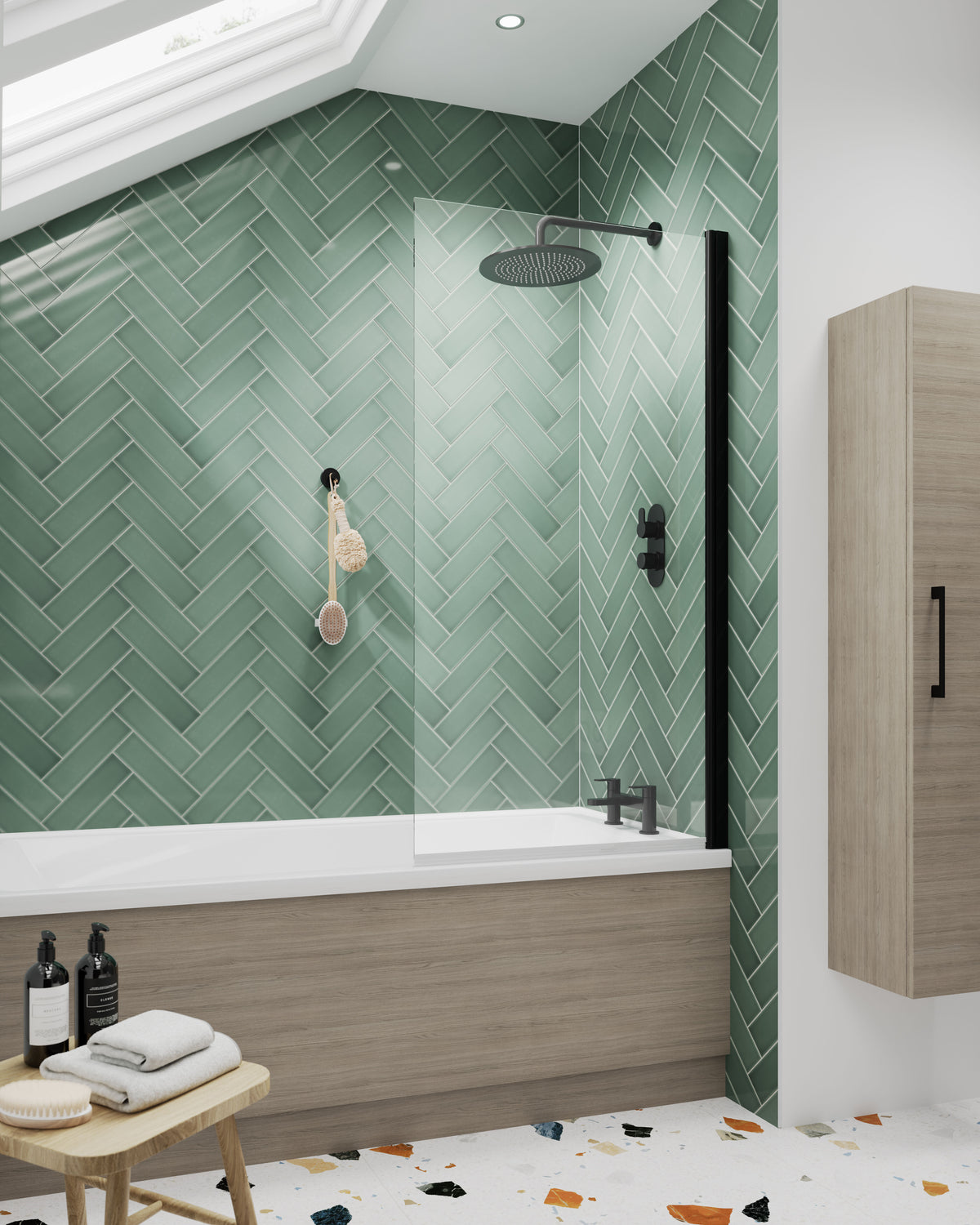 Nuie Square Bath Screen – Matt Black