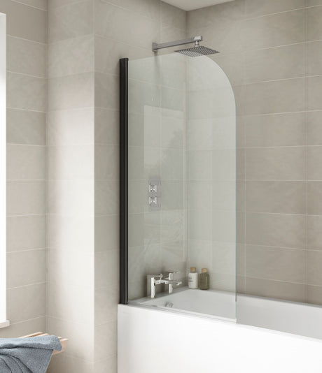 Nuie 800mm Round Bath Screen – Matt Black, photo 4