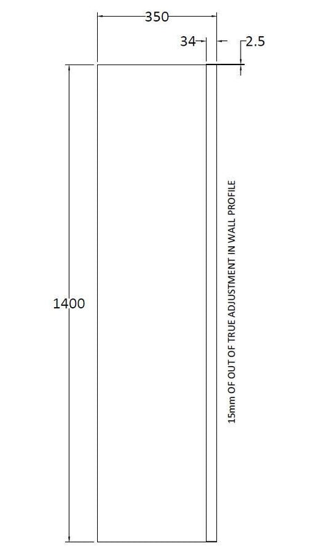 Nuie Bath Screen – 1400mm High – 350mm & 800mm, photo 5