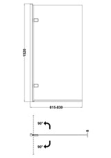 Nuie Pacific 830mm Hinged Bath Screen – Brushed Brass, photo 3