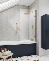 Nuie Pacific 830mm Hinged Bath Screen – Brushed Brass