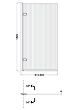 Nuie 830mm Fluted Hinged Bath Screen – Chrome, Brushed Brass or Matt Black, photo 5