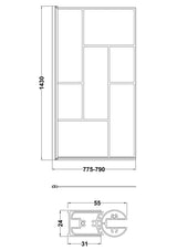 Nuie 800mm Bath Screen – 1430mm High – Matt Black, photo 3