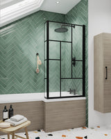 Nuie 800mm Bath Screen – 1430mm High – Matt Black