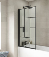 Nuie 800mm Bath Screen – 1430mm High – Matt Black, photo 4