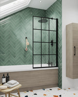Nuie 800mm Square Bath Screen – Matt Black