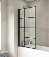 Nuie 800mm Square Bath Screen – Matt Black, photo 4