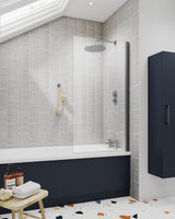 Nuie 800mm Bath Screen – 1430mm High – Brushed Pewter