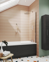 Nuie 800mm Bath Screen – 1430mm High – Chrome or Brushed Brass