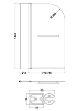 Nuie 1000mm Bath Screen With Rail And Fixed Panel – Chrome, photo 3