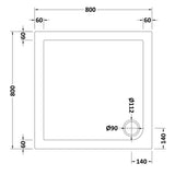 Nuie Slimline Square Shower Tray – 700 x 700mm, 760 x 760mm, 800 x 800mm, 900 x 900mm & 1000 x 1000mm, photo 5
