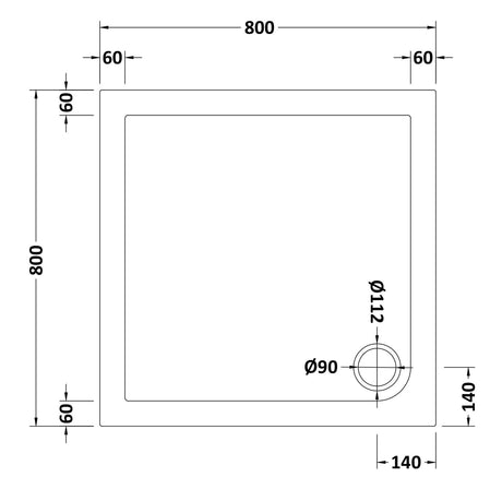 Nuie Slimline Square Shower Tray – 700 x 700mm, 760 x 760mm, 800 x 800mm, 900 x 900mm & 1000 x 1000mm, photo 5