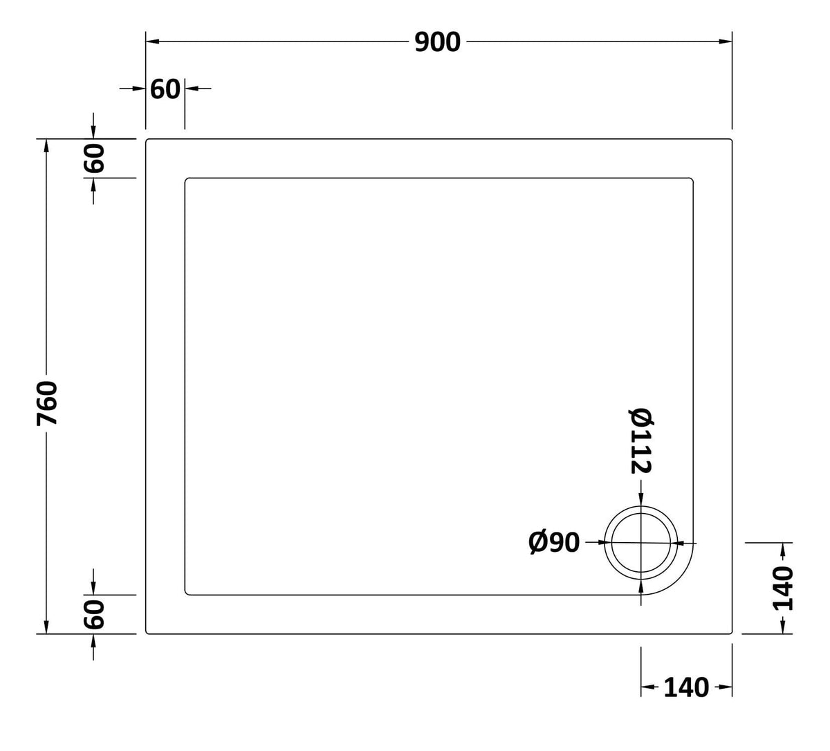 Nuie Slimline Rectangular Shower Tray, photo 4
