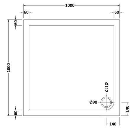Nuie Slimline Square Shower Tray – 700 x 700mm, 760 x 760mm, 800 x 800mm, 900 x 900mm & 1000 x 1000mm, photo 7