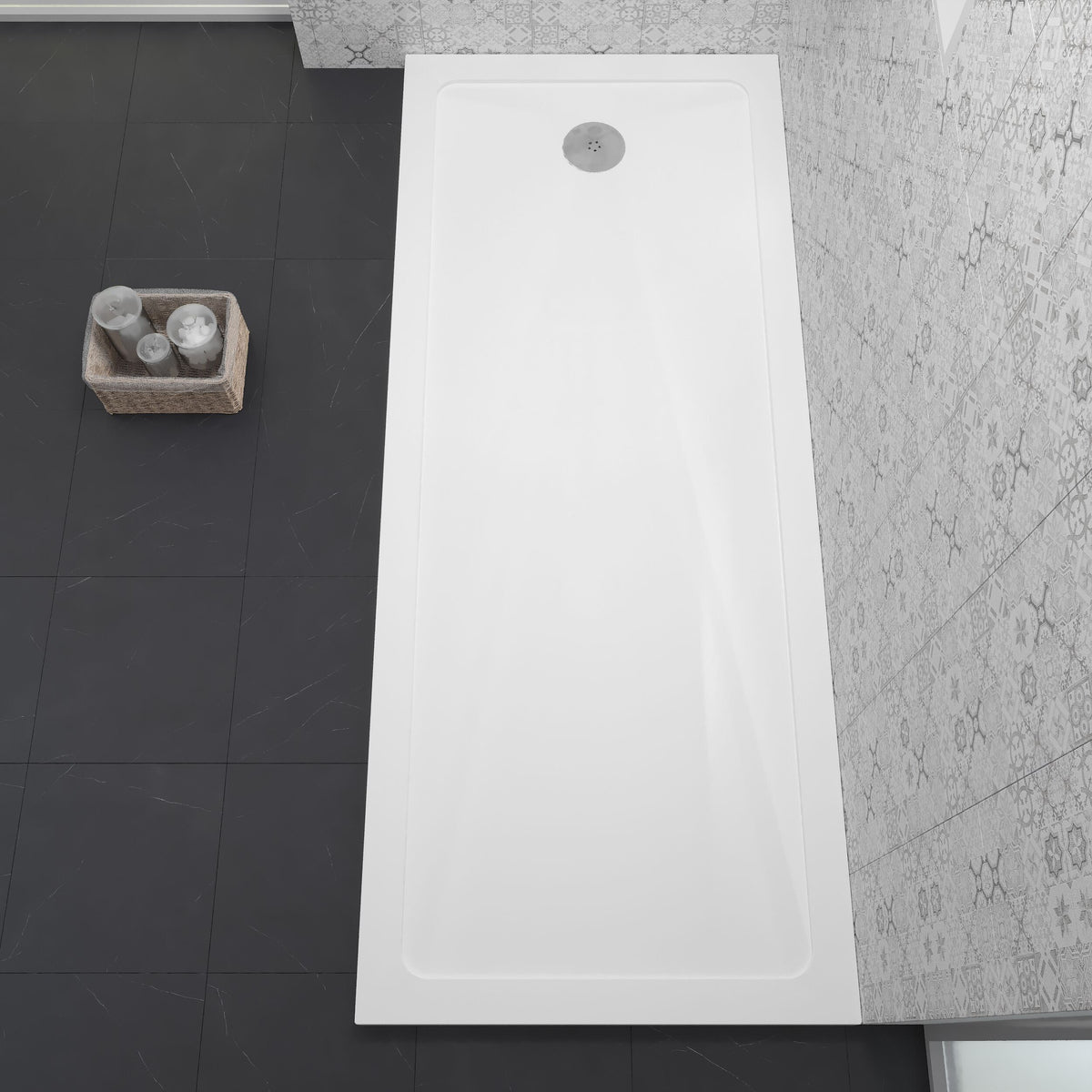 Nuie 1700 x 700mm Slimline Bath Replacement Shower Tray – White, photo 4