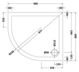 Nuie Slimline Offset Quadrant Shower Tray – 900 x 760mm, 900 x 800mm, 1000 x 800mm, 1000 x 900mm, 1200 x 800mm & 1200 x 900mm, photo 5