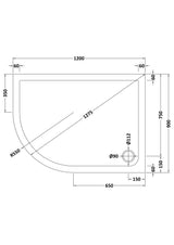 Nuie Slimline Offset Quadrant Shower Tray – 900 x 760mm, 900 x 800mm, 1000 x 800mm, 1000 x 900mm, 1200 x 800mm & 1200 x 900mm, photo 9