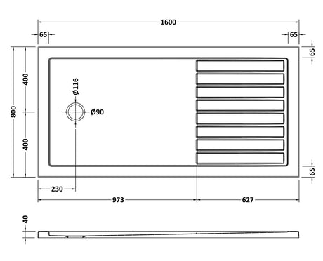 Nuie Slimline Rectangular Walk In Shower Tray – 1400 x 800mm, 1400 x 900mm, 1600 x 800mm, 1700 x 700mm & 1700 x 800mm, photo 5