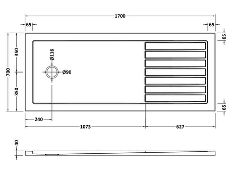 Nuie Slimline Rectangular Walk In Shower Tray – 1400 x 800mm, 1400 x 900mm, 1600 x 800mm, 1700 x 700mm & 1700 x 800mm, photo 6