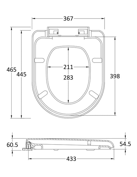 Nuie D-Shaped Soft Close Toilet Seat With Top Fix Hinge – White, photo 2