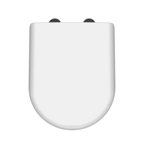 Nuie D-Shaped Soft Close Toilet Seat With Top Fix Hinge – 40mm High – Gloss White