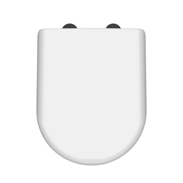 Nuie D-Shaped Soft Close Toilet Seat With Top Fix Hinge – 40mm High – Gloss White