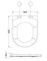 Nuie D-Shaped Soft Close Toilet Seat With Top Fix Hinge – 40mm High – Gloss White, photo 2