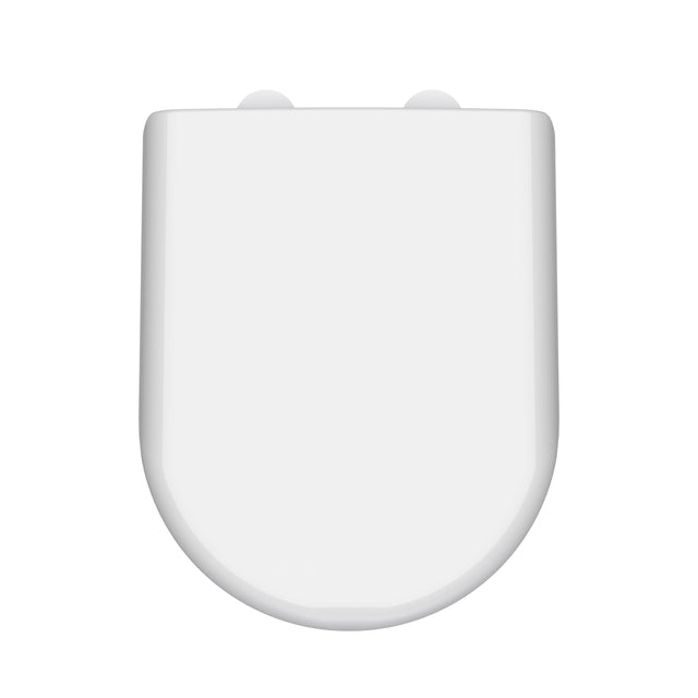Nuie D-Shaped Soft Close Toilet Seat With Top Fix Hinge – 40mm High – Gloss White