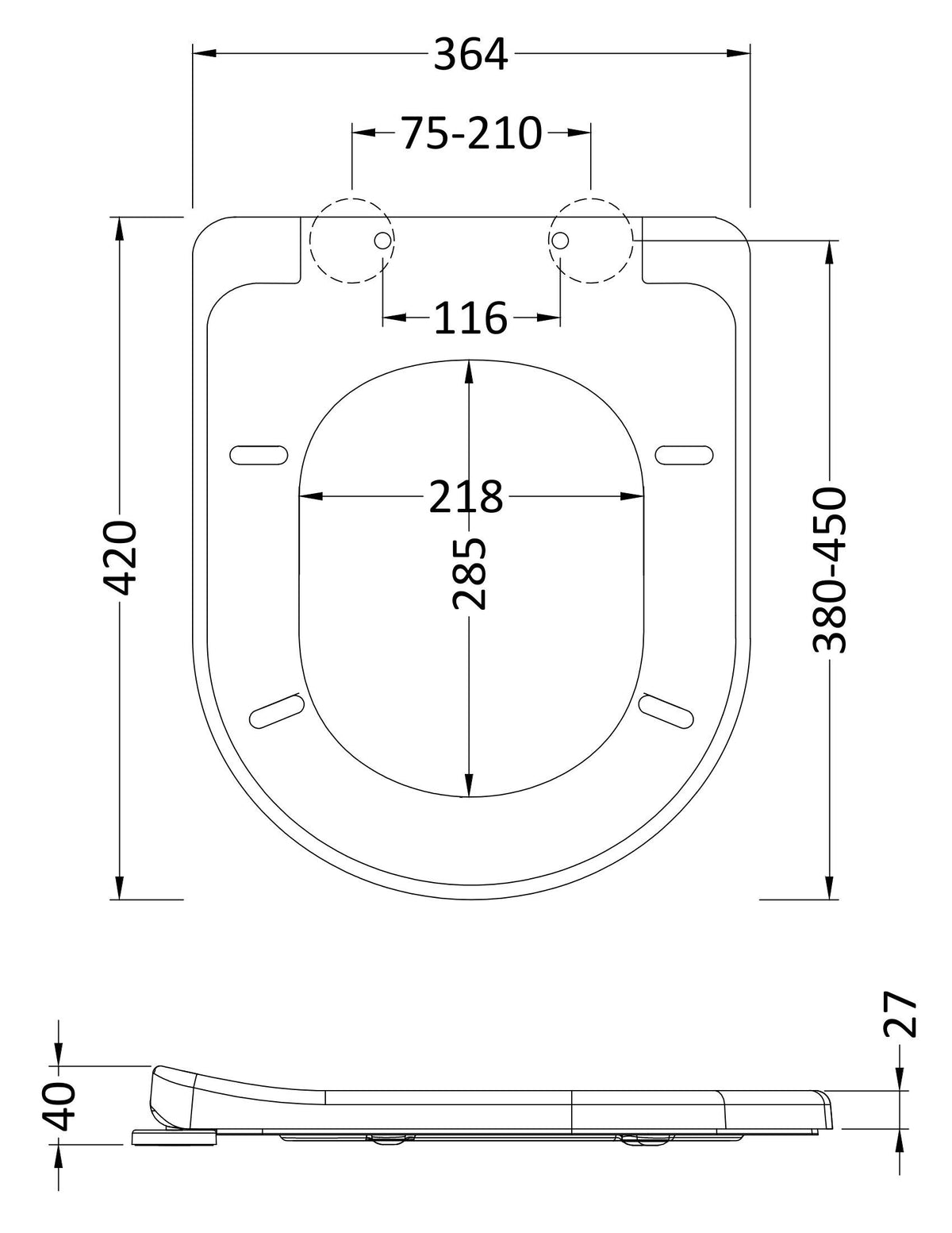 Nuie D-Shaped Soft Close Toilet Seat With Quick Release Hinge – White, photo 2