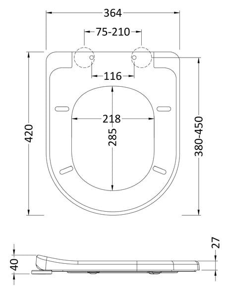 Nuie D-Shaped Soft Close Toilet Seat With Quick Release Hinge – White, photo 2