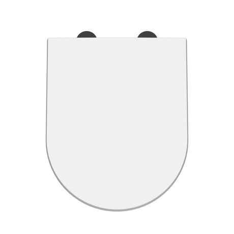 Nuie D-Shaped Soft Close Toilet Seat With Top Fix Hinge – 70mm High – Gloss White