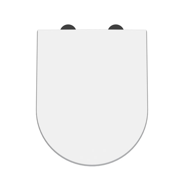 Nuie D-Shaped Soft Close Toilet Seat With Top Fix Hinge – 70mm High – Gloss White