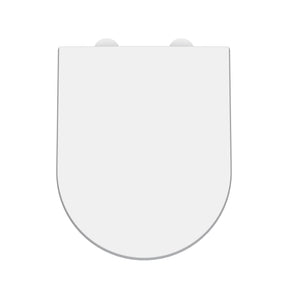 Nuie D-Shaped Soft Close Toilet Seat With Top Fix Hinge – 70mm High – Gloss White