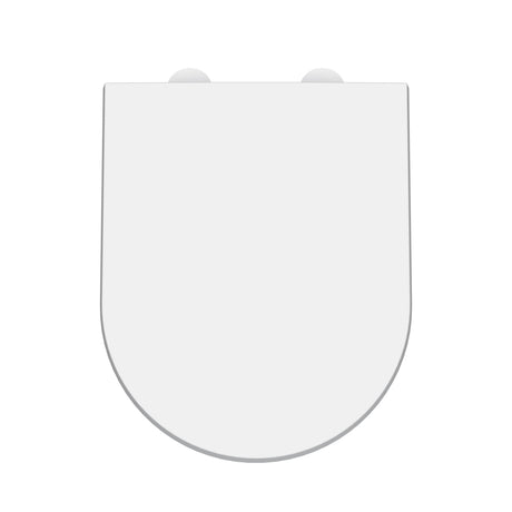 Nuie D-Shaped Soft Close Toilet Seat With Top Fix Hinge – 70mm High – Gloss White