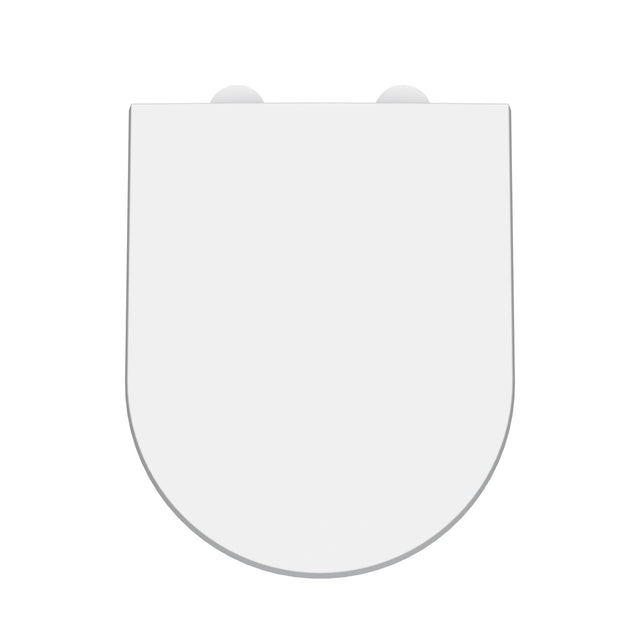 Nuie D-Shaped Soft Close Toilet Seat With Top Fix Hinge – 70mm High – Gloss White