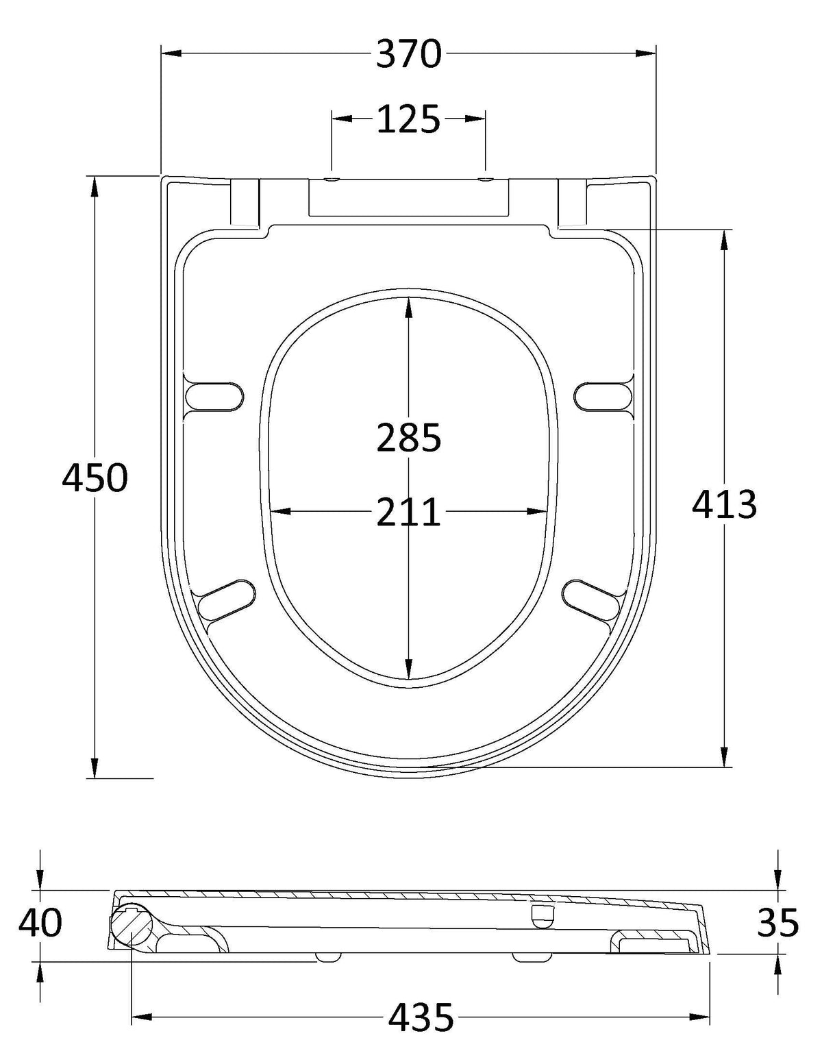 Nuie Gloss D-Shaped Soft Close Toilet Seat With Quick Release Hinge – White, photo 2