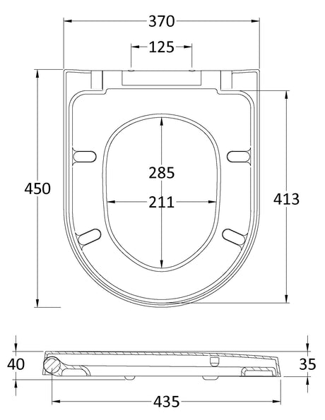 Nuie Gloss D-Shaped Soft Close Toilet Seat With Quick Release Hinge – White, photo 2