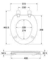 Nuie Traditional Round Wooden Toilet Seat With Bottom Fix Hinge – White, photo 2