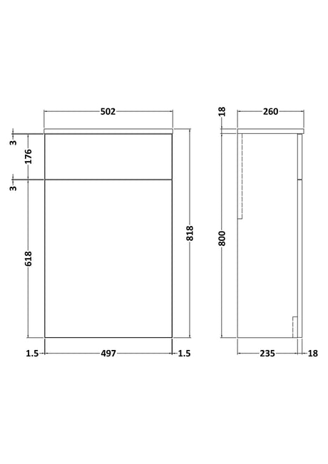 Nuie Arno 500mm Floor Standing Compact WC Unit, photo 5