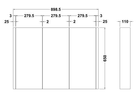 Nuie Eden 900mm 3 Door Wall Hung Mirror Cabinet – Gloss White, photo 2