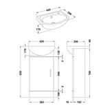 Nuie Mayford 1 Door Floor Standing Compact Vanity Unit With Basin – 400mm, 450mm & 500mm, photo 6