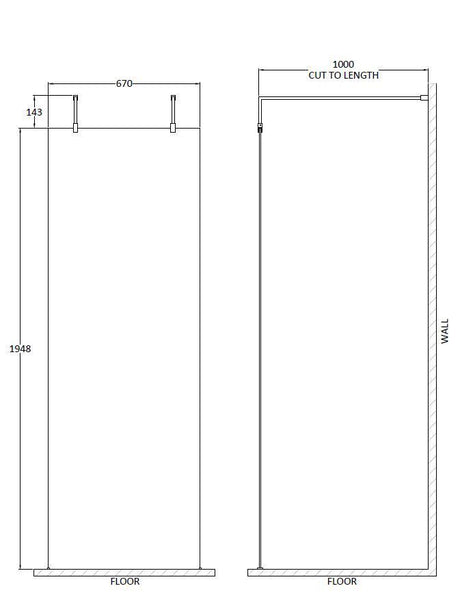 Nuie Framed Wetroom Screen With Support Arms – 700mm, 760mm, 800mm, 900mm, 1000mm, 1100mm, 1200mm & 1400mm, photo 2