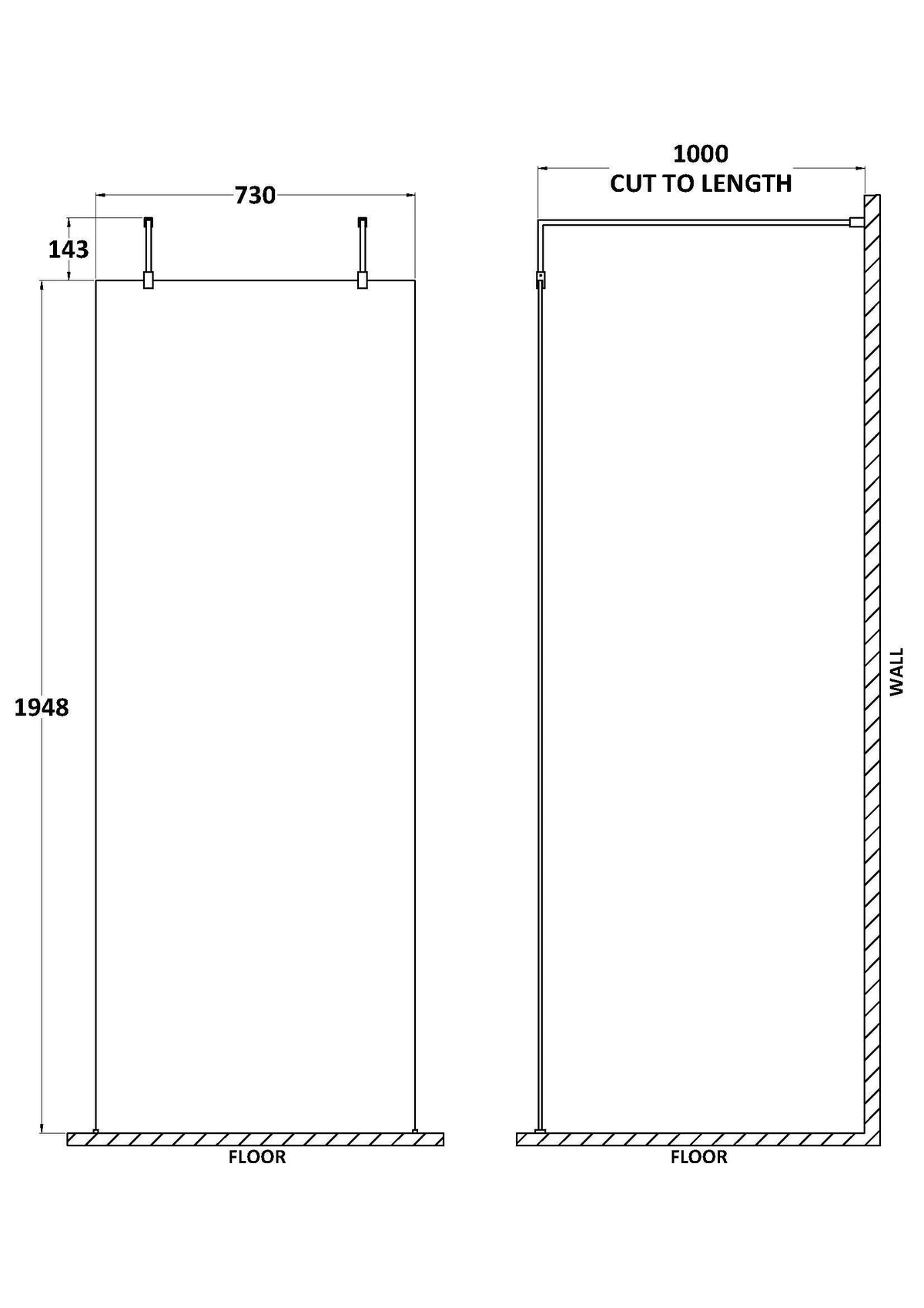 Nuie Frameless Wetroom Screen – 320mm, 700mm, 760mm, 800mm, 900mm, 1000mm, 1100mm, 1200mm & 1400mm, photo 6