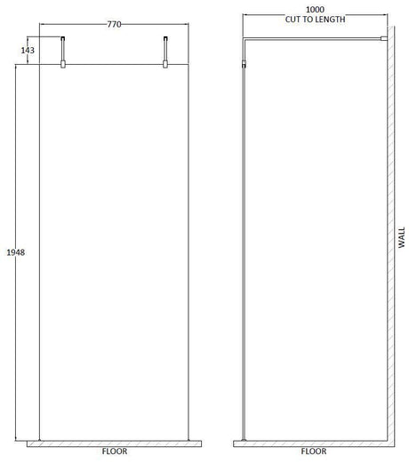 Nuie Frameless Wetroom Screen – 320mm, 700mm, 760mm, 800mm, 900mm, 1000mm, 1100mm, 1200mm & 1400mm, photo 7