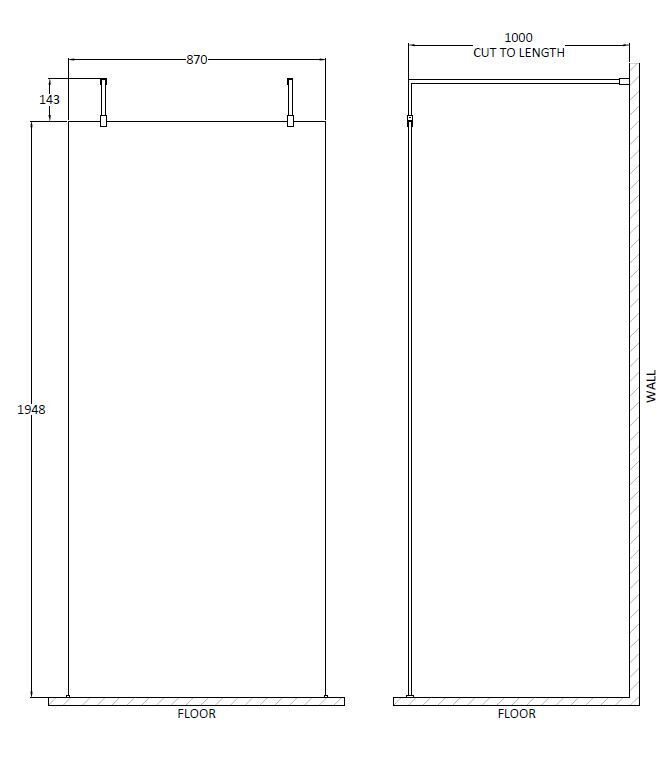 Nuie Frameless Wetroom Screen – 320mm, 700mm, 760mm, 800mm, 900mm, 1000mm, 1100mm, 1200mm & 1400mm, photo 8